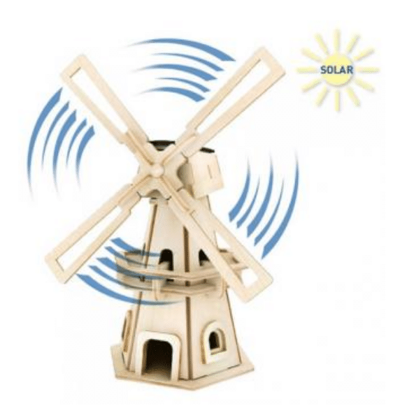 Holzbausatz Windmühle mit Solarantrieb