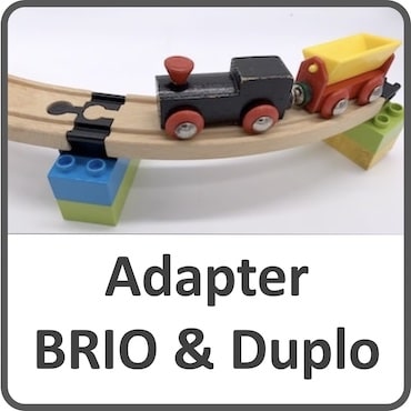 Brio-Eisenbahn und Duplo überf Adapter verbinden