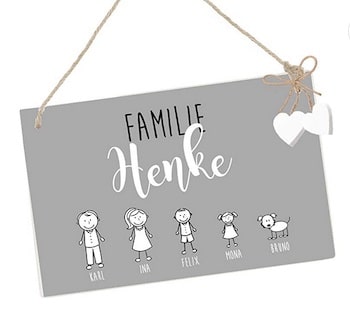 personalisiertes Familien-Türschild aus Holz