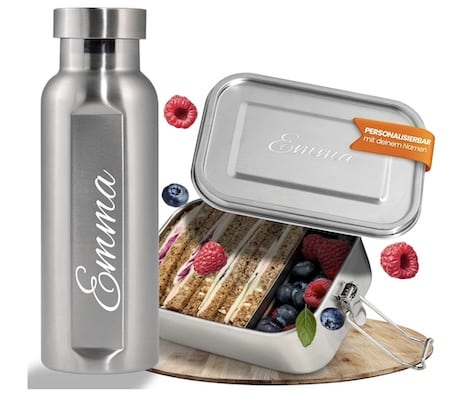 personalisierte Lunchbox plus Trinkflasche
