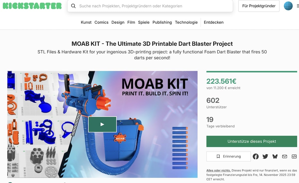 Kickstarter Minigun MOAB Kit