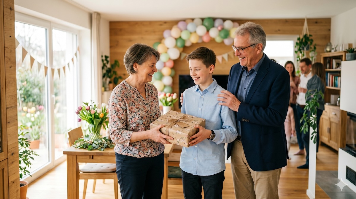 Geschenke zur Jugendweihe von Oma und Opa – festlich verpackte Präsente für den Jugendweihling