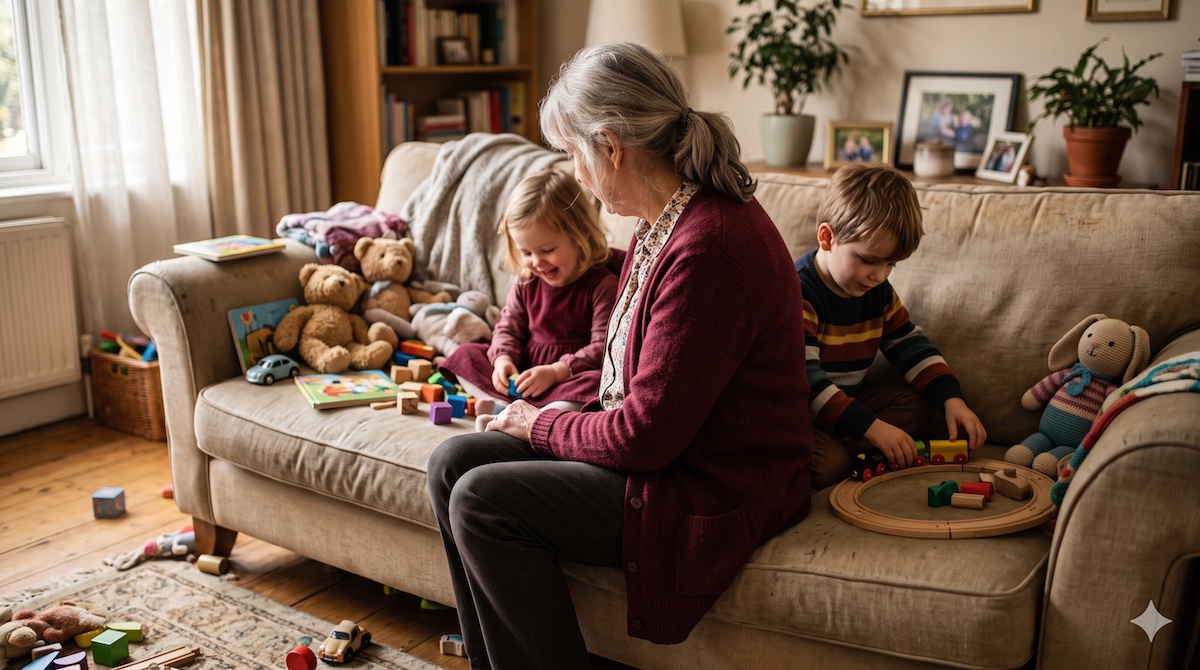 Müde Großmutter mit Enkelkindern – wenn Großeltern als Babysitter ausgenutzt werden