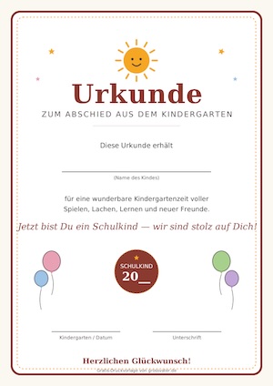 Kindergarten Abschluss Urkunde