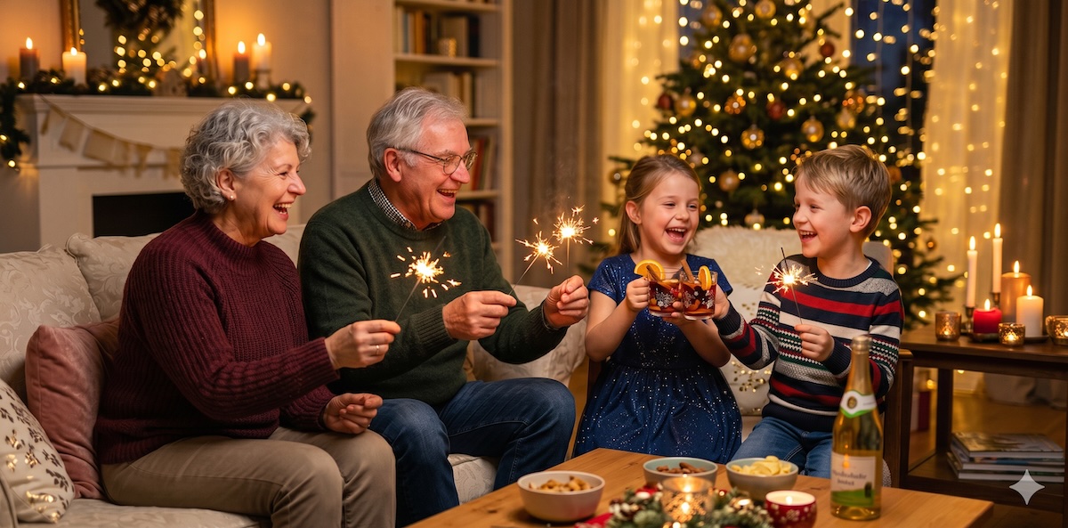 Neujahrswünsche und Silvestergrüße von Oma und Opa für die Enkel und die ganze Familie