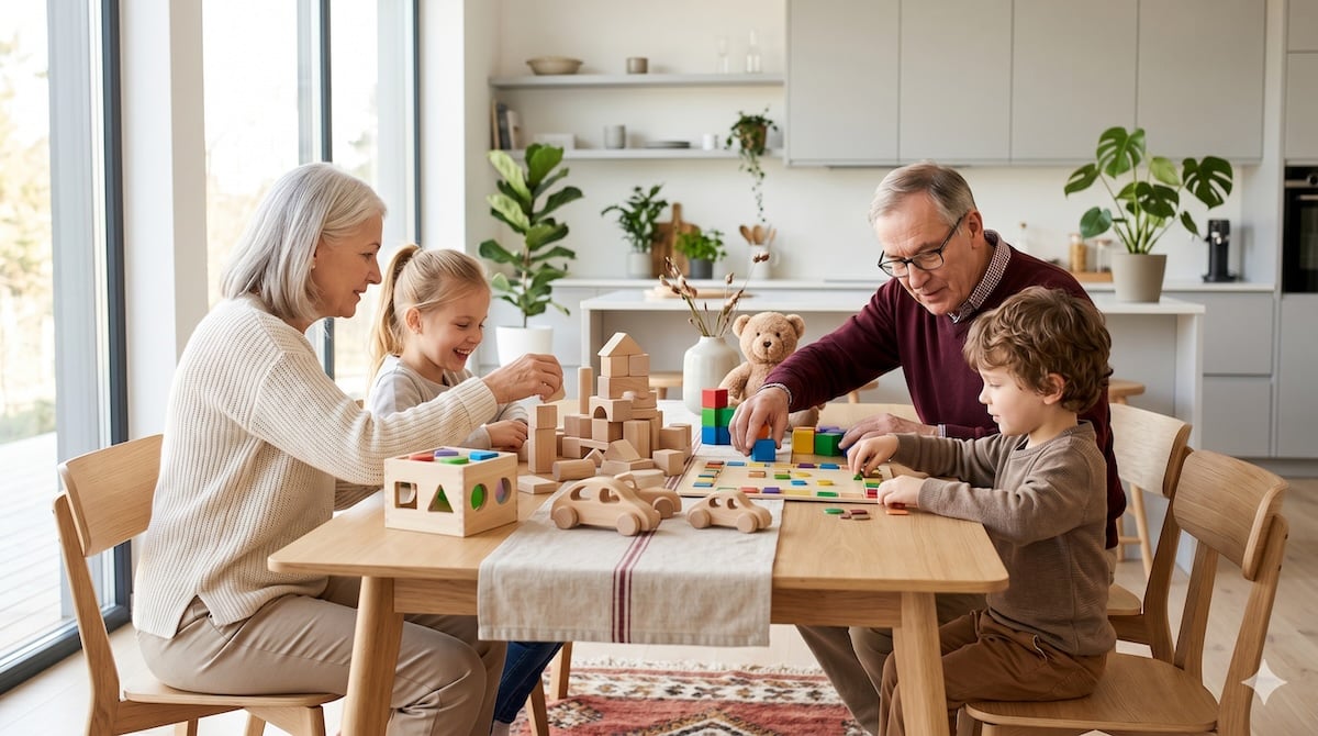 Großeltern und Enkel spielen gemeinsam – rund ums Spielen