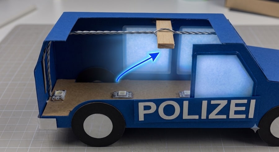 3D-Polizeifahrzeug – Schnittansicht