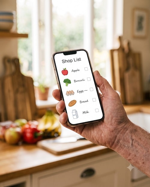 Einkaufsliste-App auf dem Smartphone – gemeinsam mit der Familie