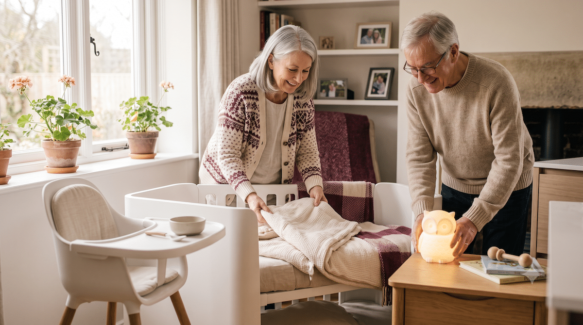 Grundausstattung für Enkelkinder bei Oma und Opa – Hochstuhl, Reisebett, Nachtlicht und Bettwäsche