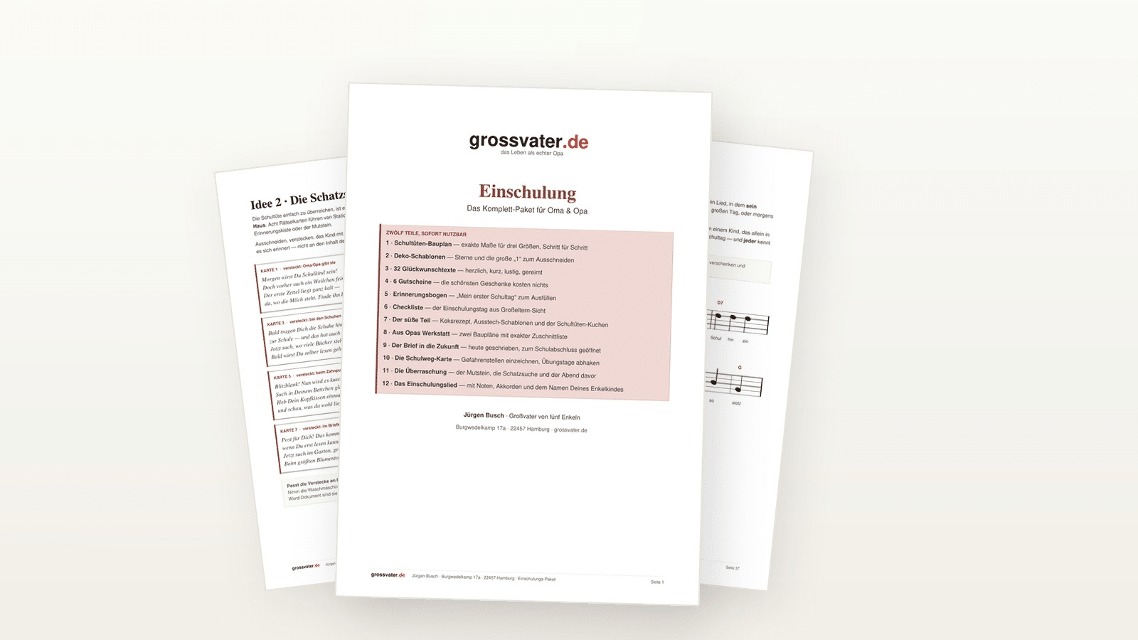 Das Einschulungs-Paket für Oma und Opa – Deckblatt, Schultüten-Bauplan und Glückwunschtexte