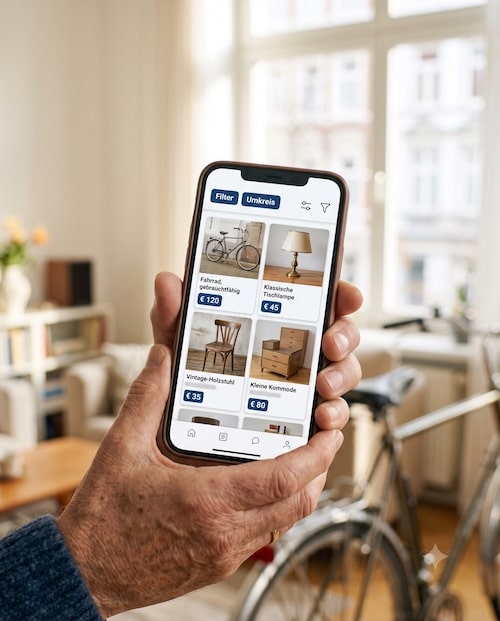 Suche in der Kleinanzeigen-App mit Filter nach Region