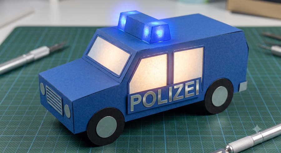Polizei-Laterne als 3D-Streifenwagen
