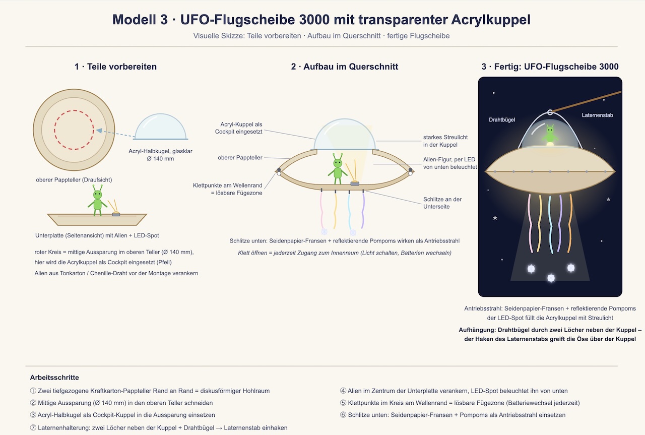 UFO Flugscheibe 3000 mit transparenter Acrylkuppel