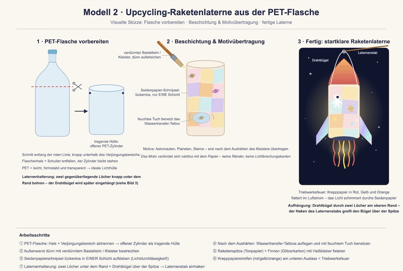 Upcycling-Raketenlaterne aus der PET-Flasche