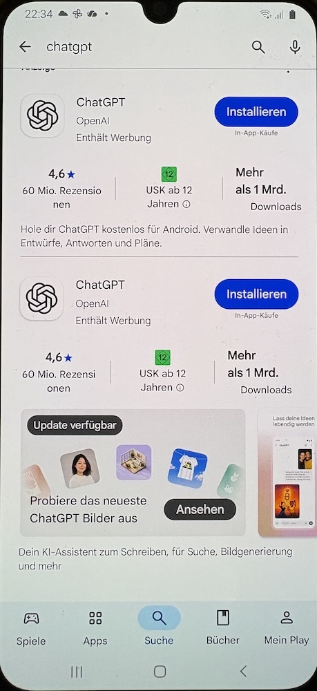 Die Trefferliste im Play Store mit der echten App und ähnlich aussehenden Nachahmern